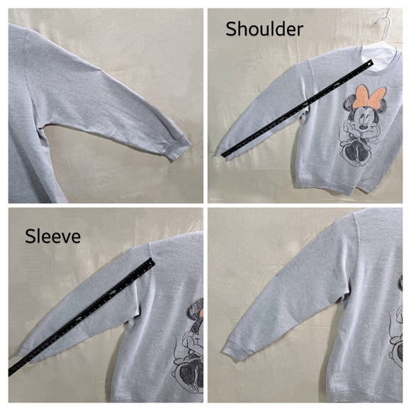 Disney 2XL Wm Grey Minnie Mouse Sketch Pink Bow Graphic Long Sleeve Sweatshirt - Picture 6 of 7